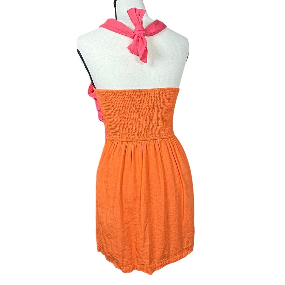 Petal & Pup Mini Dress Womens 4 Orange Pink Sundress Festival Halter Neck Mini - Picture 2 of 12